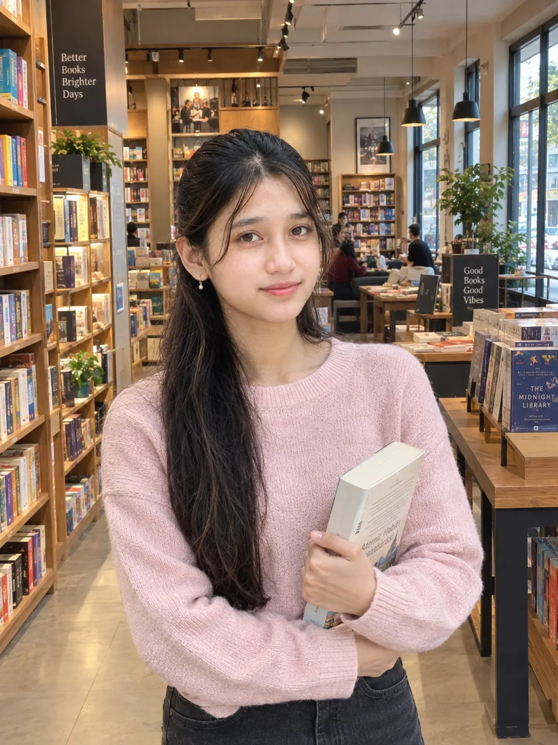 Ultra Realistic Girl Bookstore Day Shot