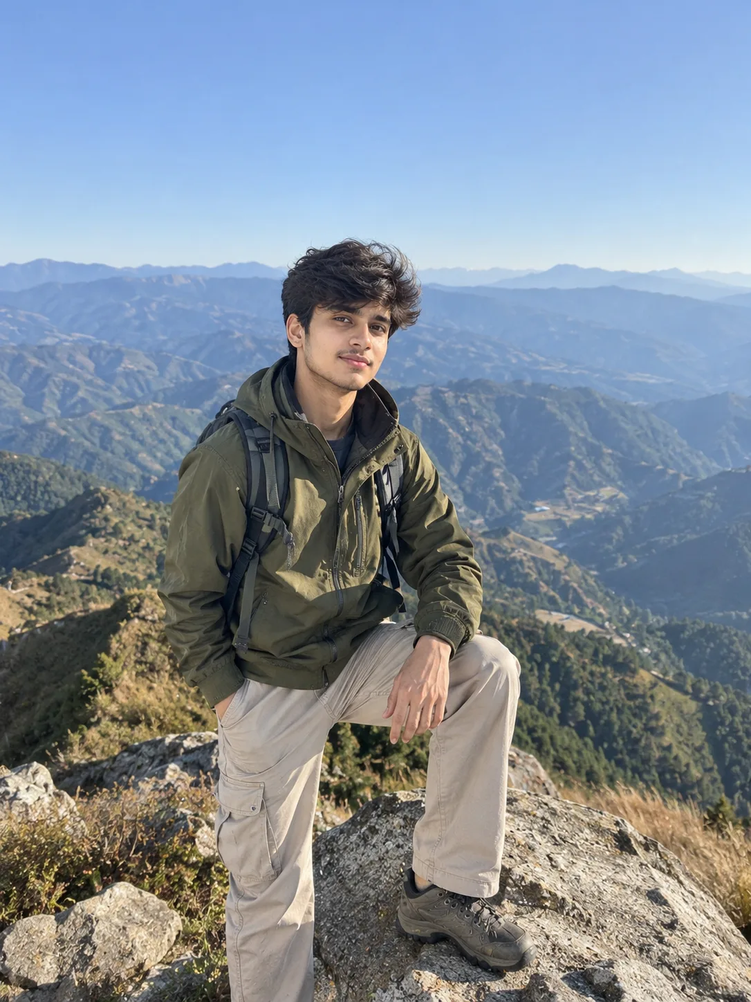 Ultra Realistic Boy Mountain Peak Shot