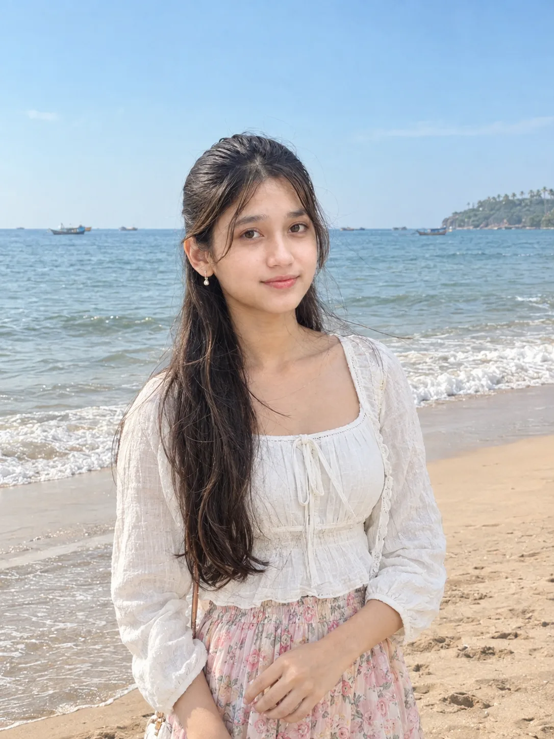 Ultra Realistic Girl Beach Day Shot