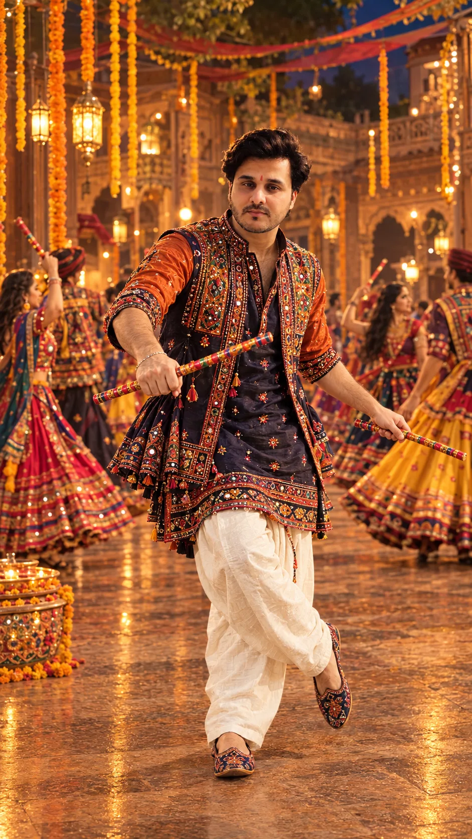 Dandiya Navratri Dance Ai Image Prompt