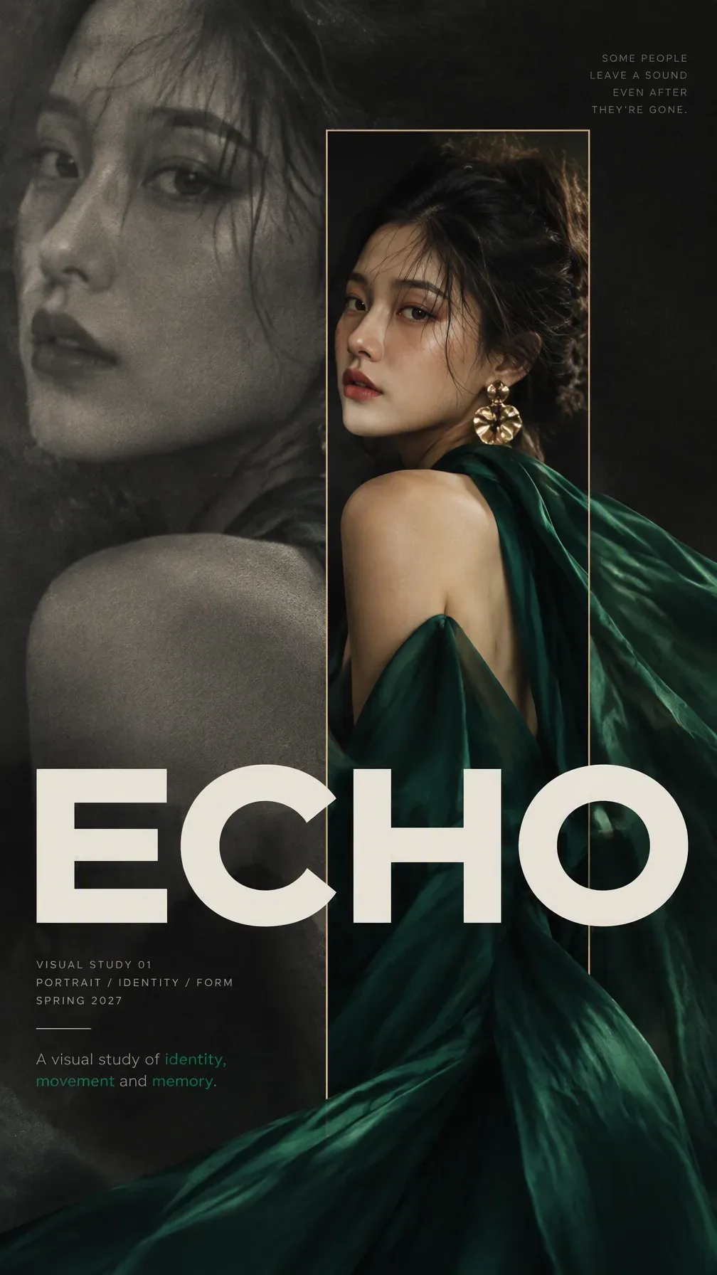 Premium vertical 4:5 editorial fashion poster inspired by the reference image