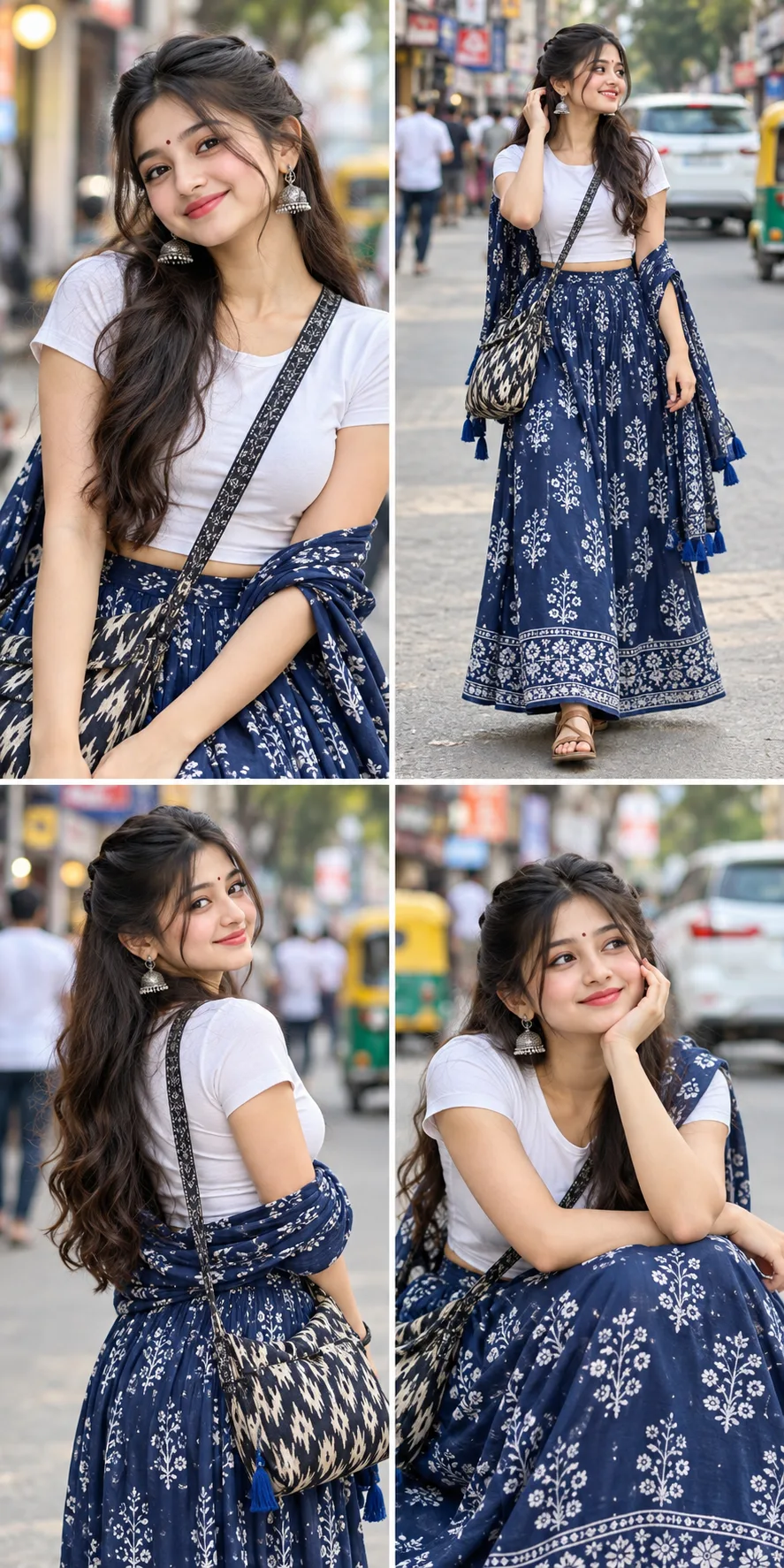 Blue Ethnic Skirt Outfit Ideas 💙 | Indian Girl Aesthetic