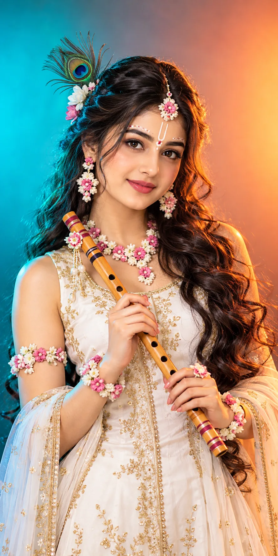 Radha Krishna Inspired Look 🌸🦚 | AI Girl Portrait