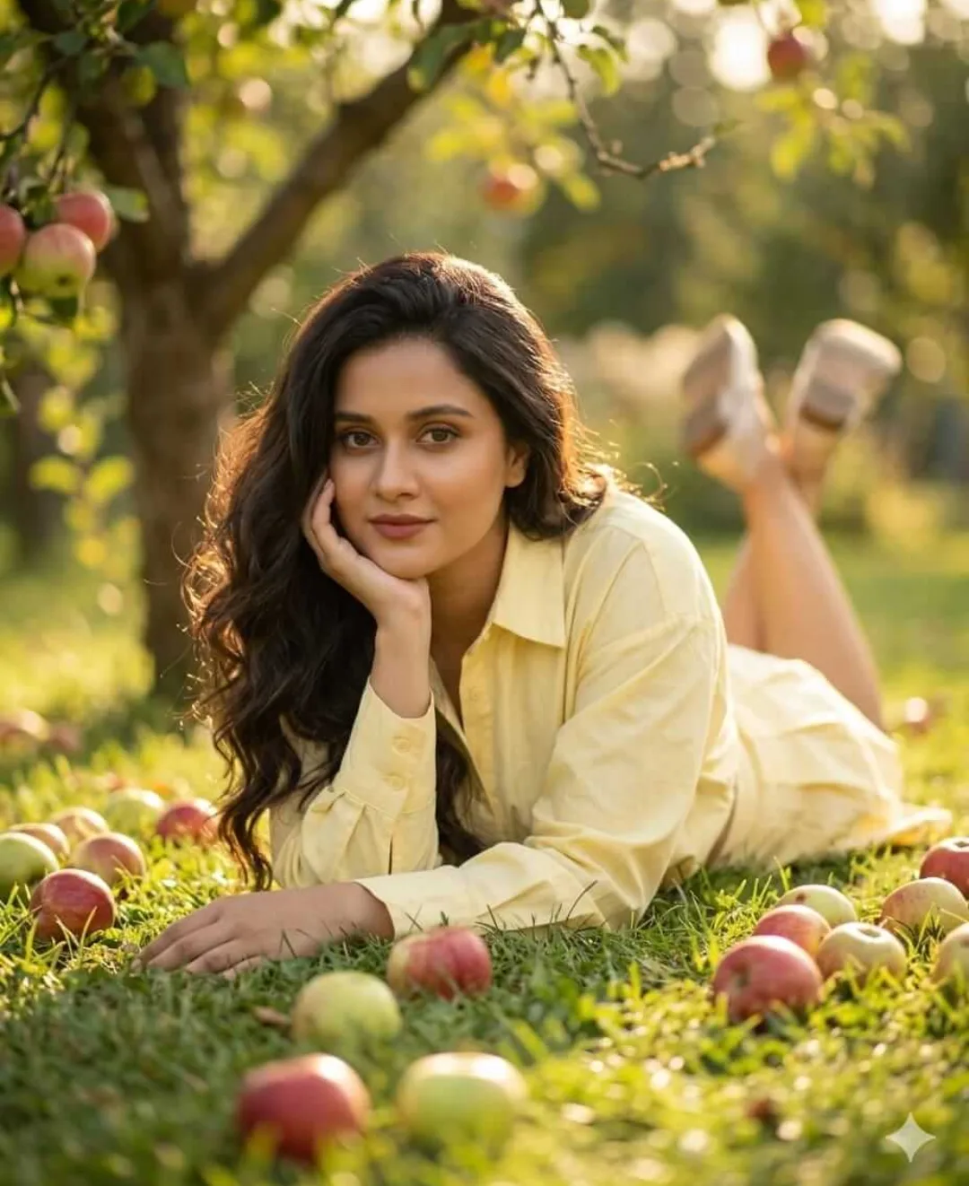 Apple Orchard Summer Daydream - Ground-Level Garden Portrait With Golden Sunshine