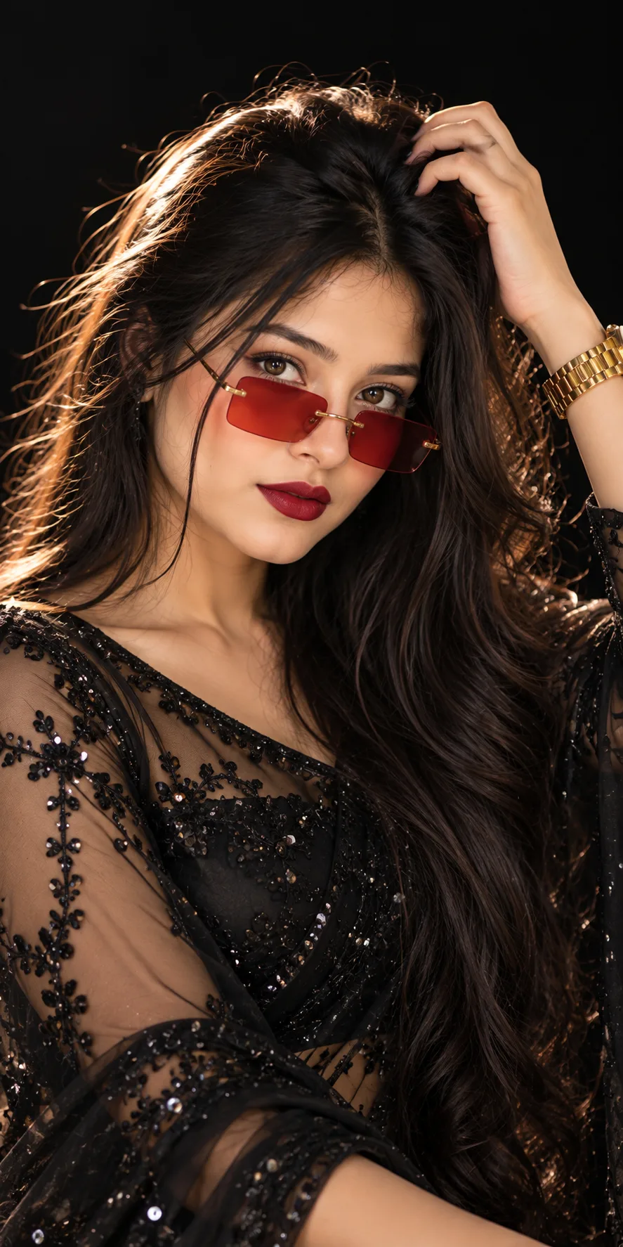 Black Outfit Girl Aesthetic 🖤 | Red Sunglasses & Dark Glam