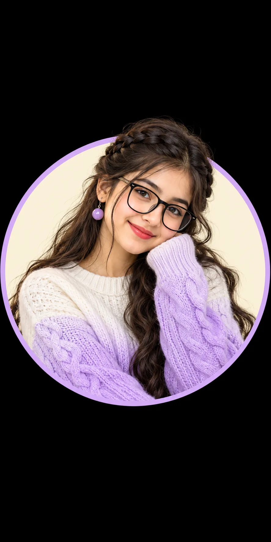 Cute Girl Aesthetic Portrait 💜 | Glasses Girl AI Art | Pinterest Trending 2026