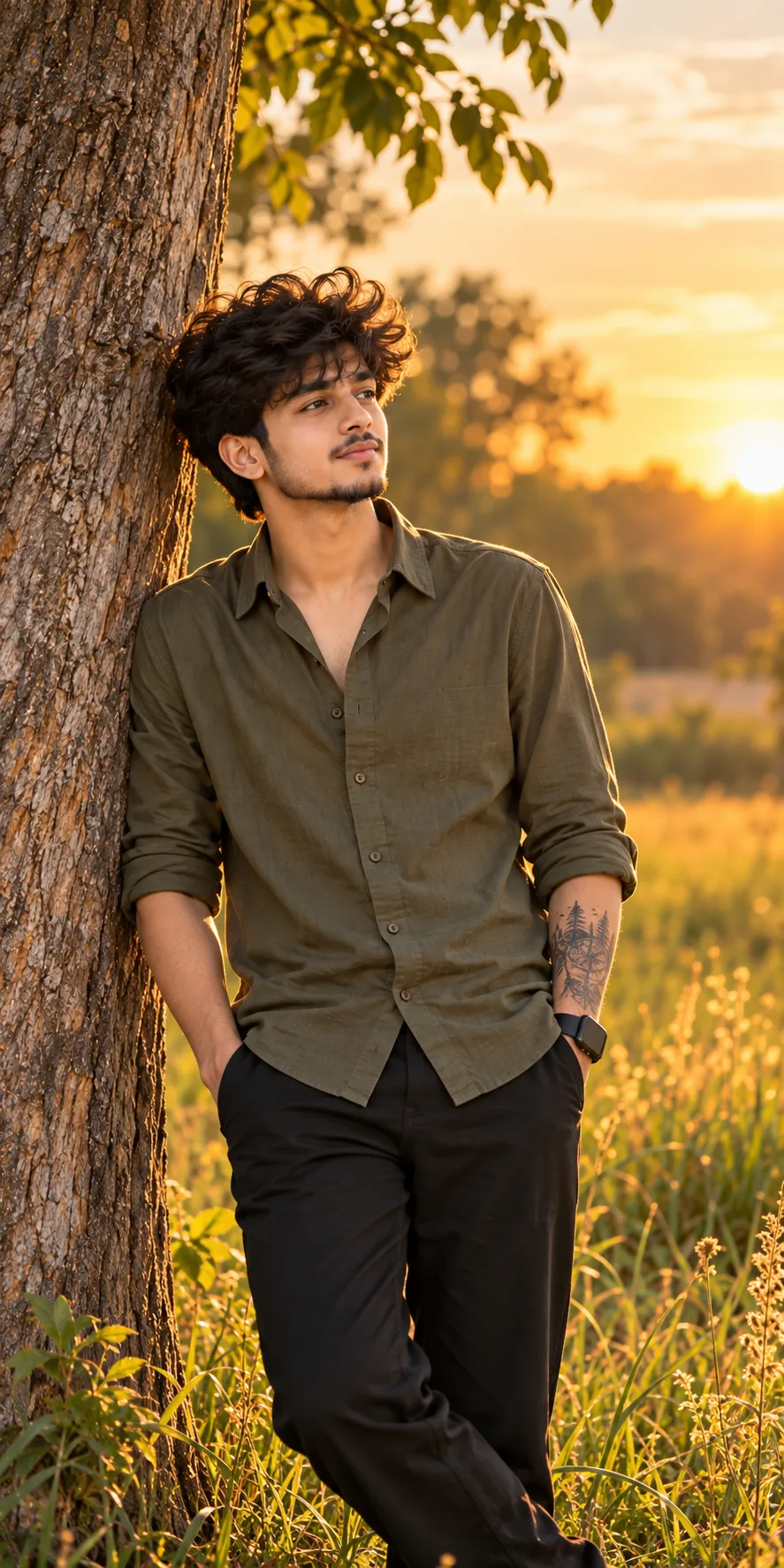 Golden Hour Boy Aesthetic Cinematic Nature Portrait