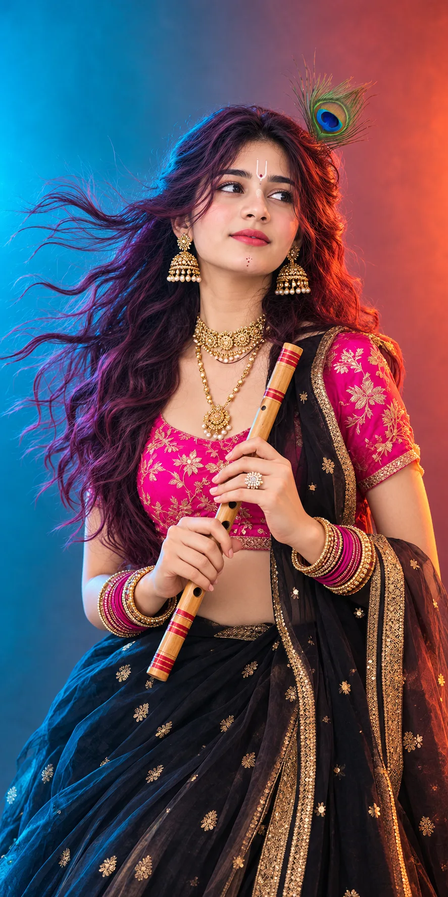 🦚 Radha Krishna Inspired AI Portrait | Viral Traditional Look 2026 💖✨