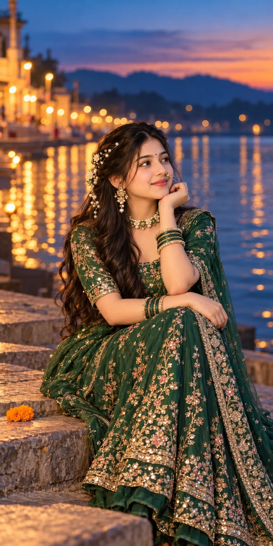 Beautiful Indian Girl in Green Lehenga 💚✨ | Cinematic AI Portrait #AIArt #IndianBeauty #AIPortrait #Trending