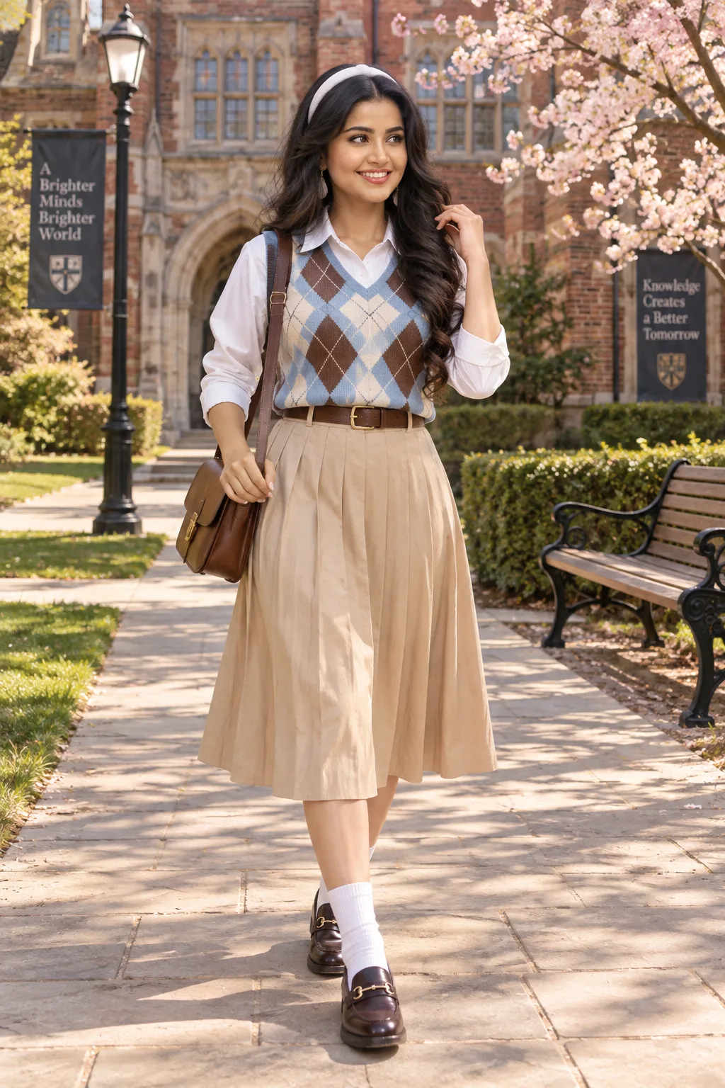 Preppy Campus Girl 🌸📚 | Light Academia Fashion Aesthetic
