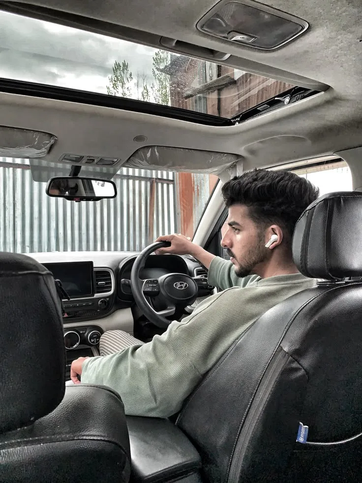 Stylish Young Man Sitting in a Hyundai Car – Cinematic Interior Portrait