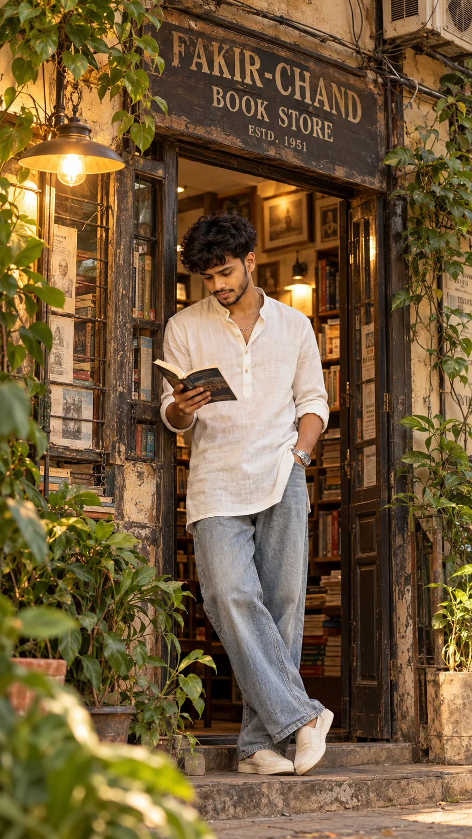 📚 Vintage Bookstore Portrait