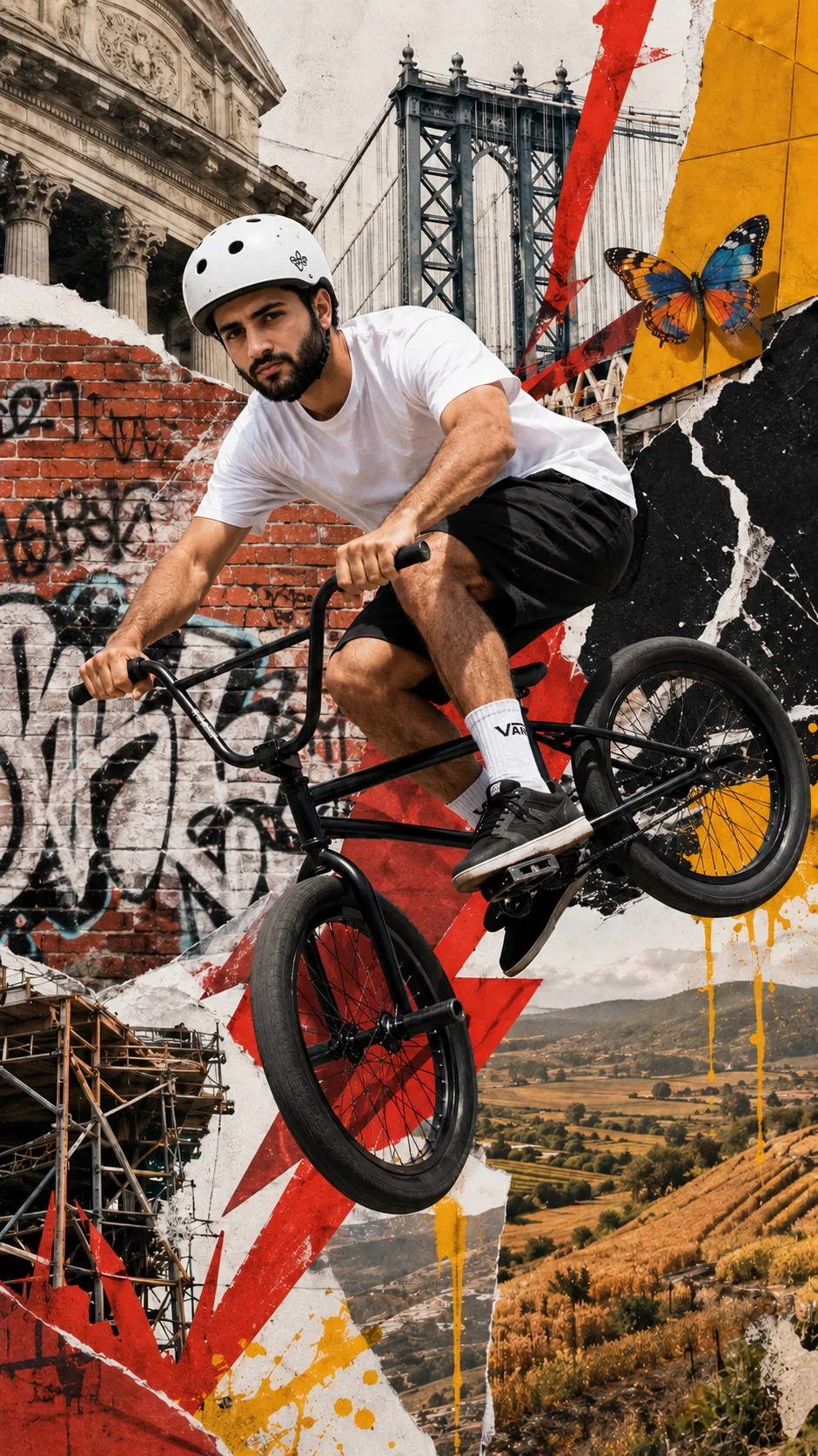 BMX Rider in a Gritty Collage