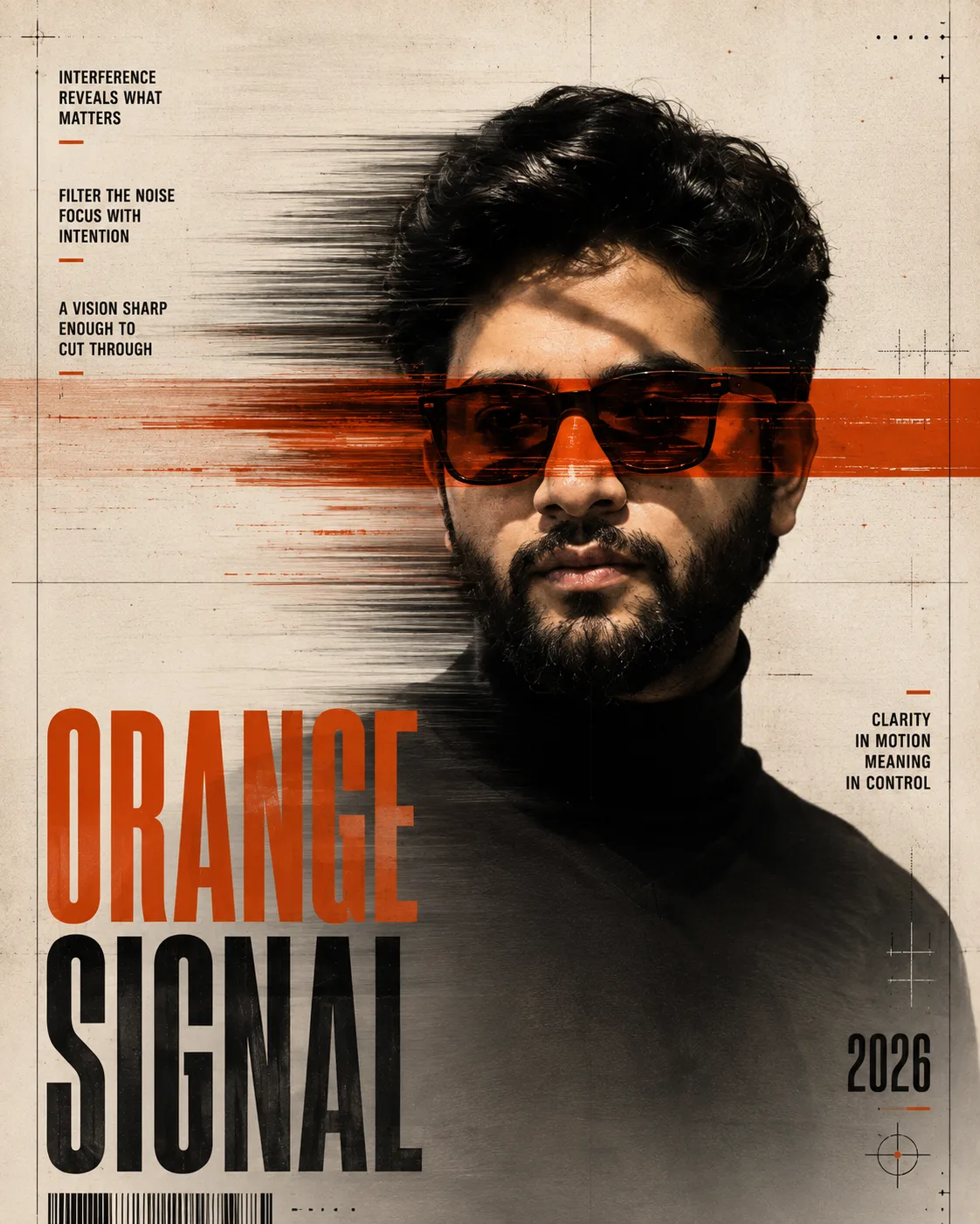 Orange Signal Glitch Portrait Poster