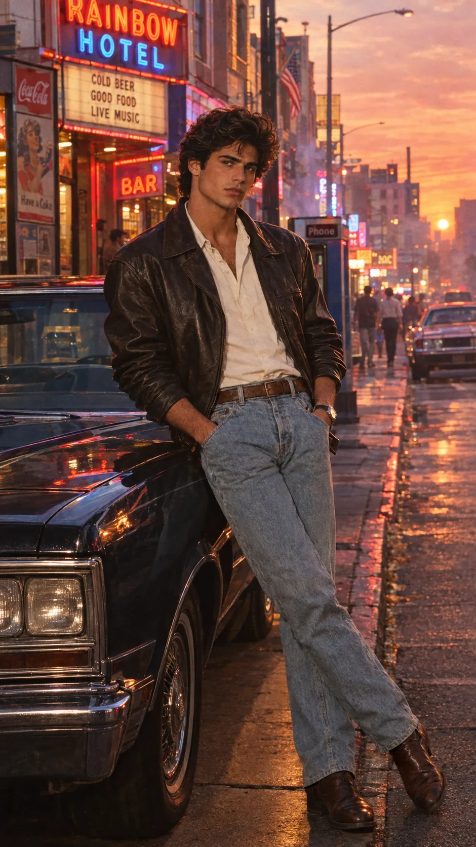 Cinematic photograph of a strikingly handsome young man in his early
