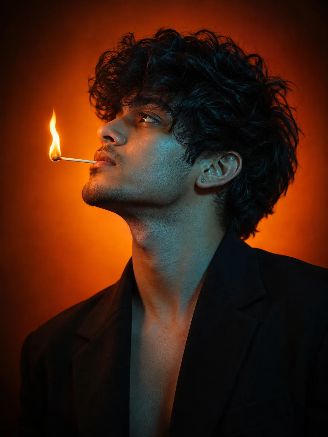 🔥 “Flames of Attitude 🧡 | Teal & Orange Cinematic Portrait”