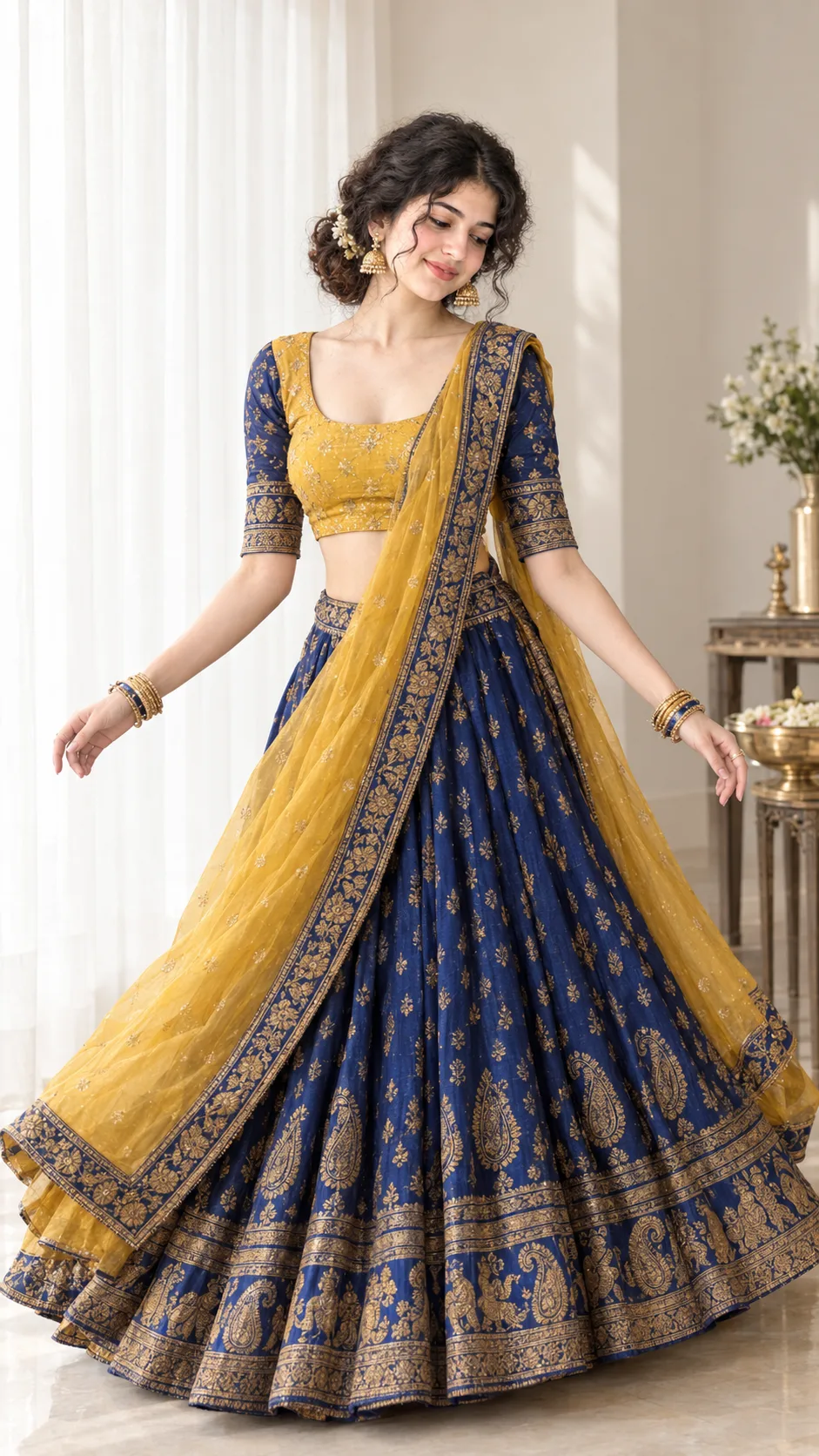 Royal Sunehri: A Symphony in Sapphire & Gold