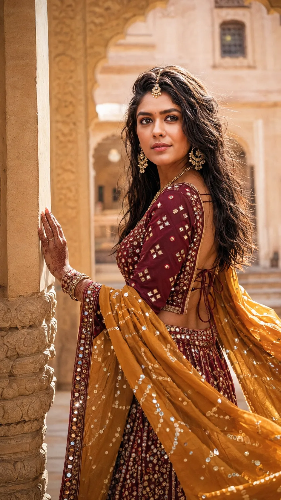 "Rajasthani Haveli Courtyard Editorial Portrait"