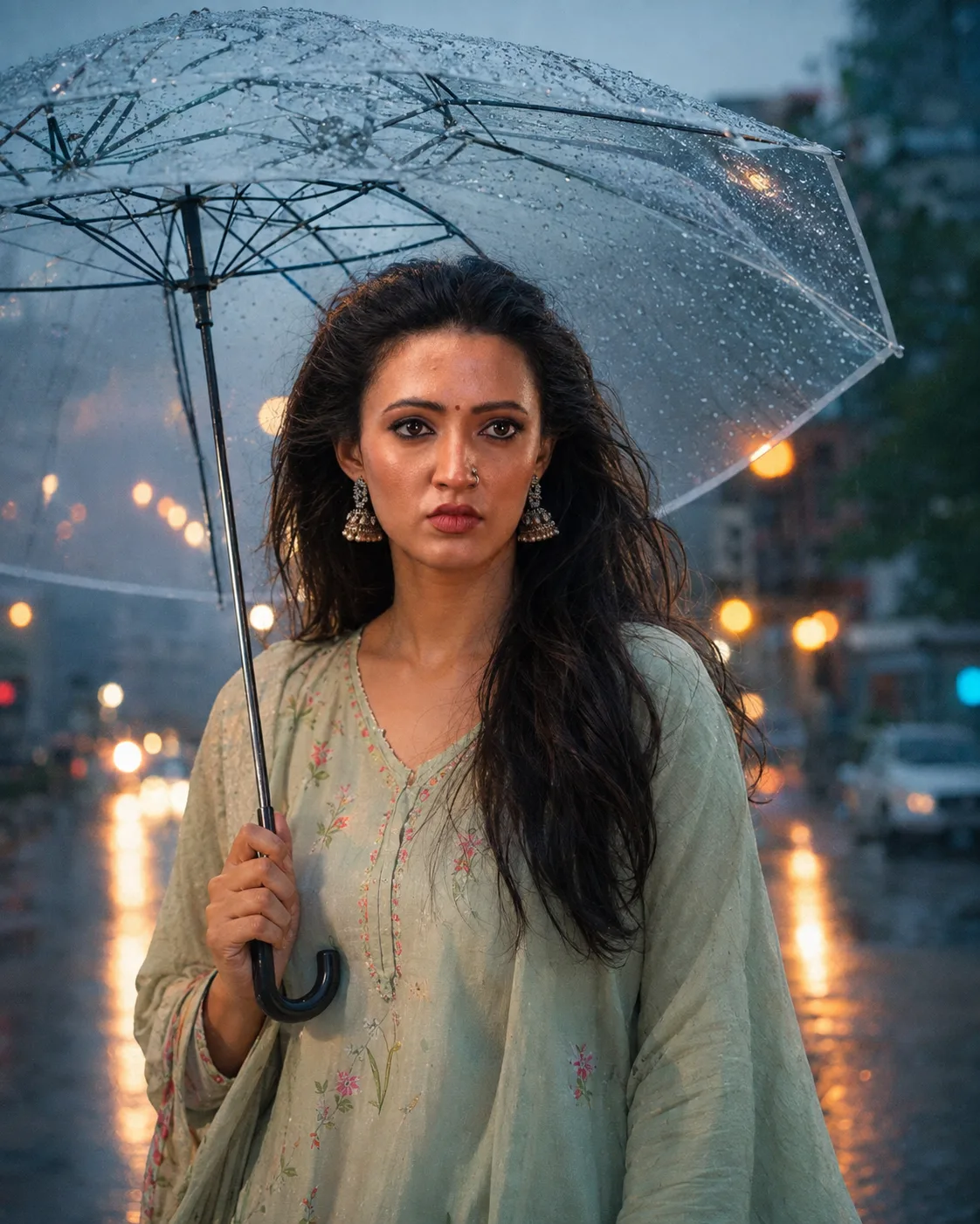 Monsoon Rainy-Day Aesthetic Portrait