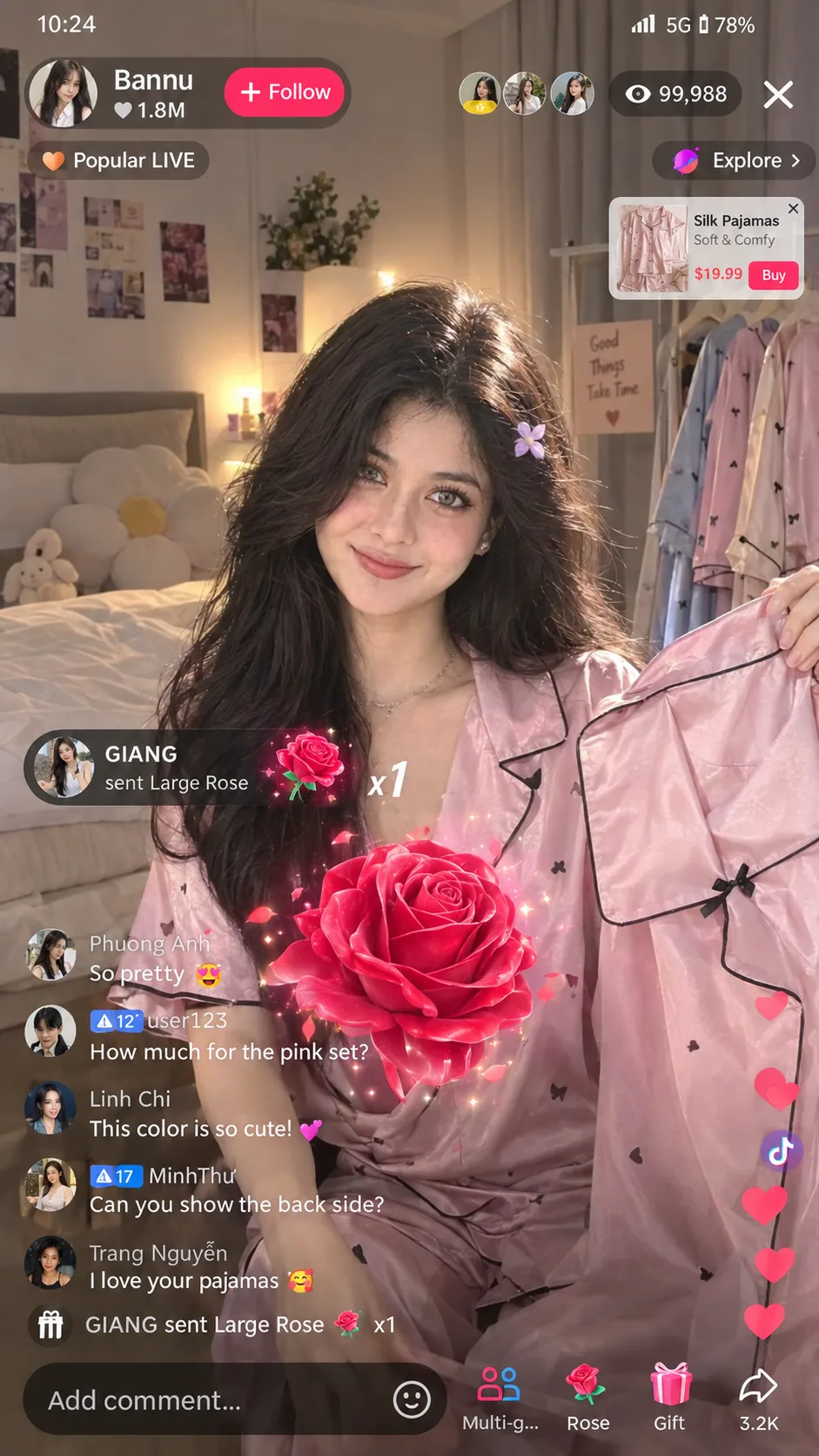 🌸 Silk Pajama Live Shopping ✨🩷