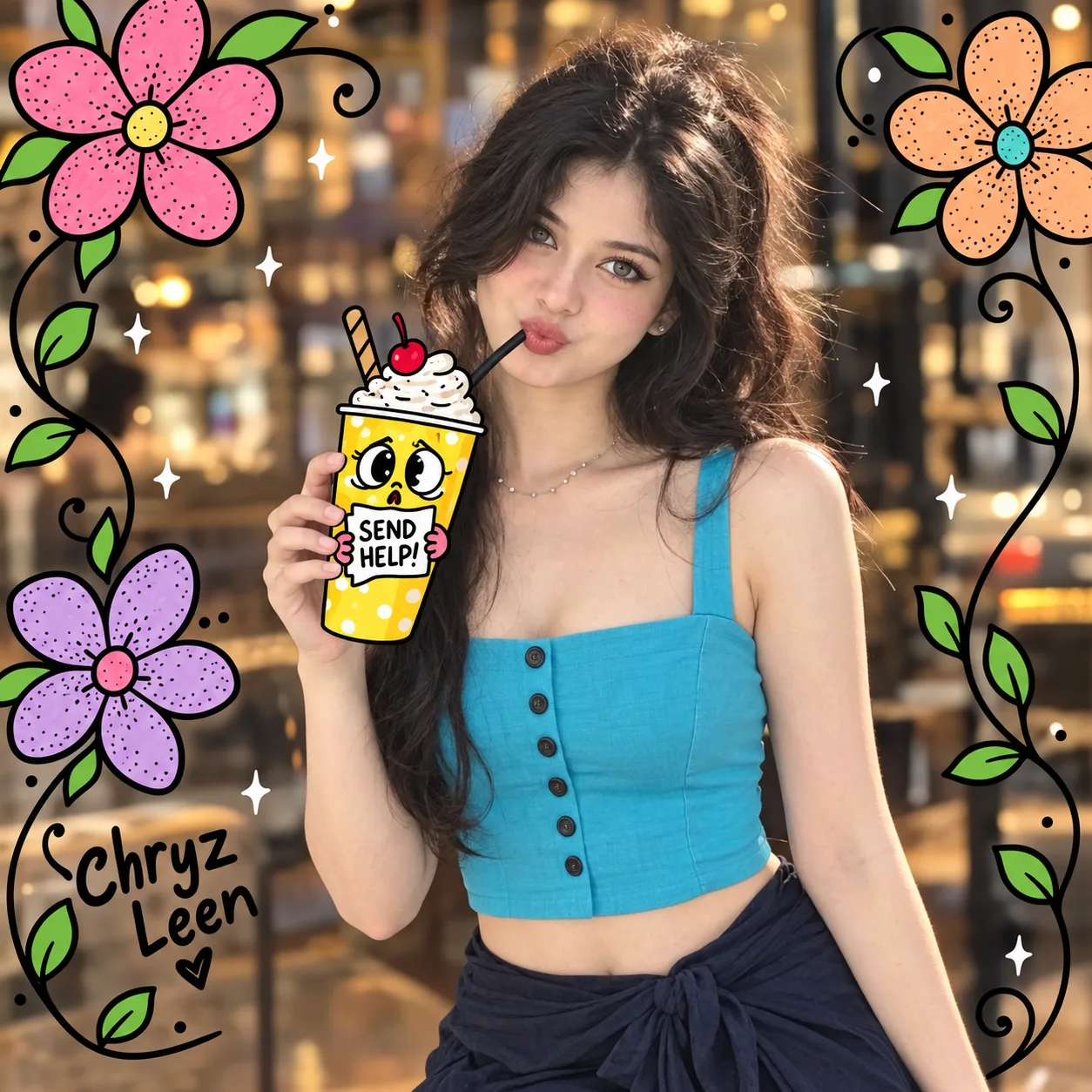 “Chryz Leen – Whimsical Café” ✨🌸🥤