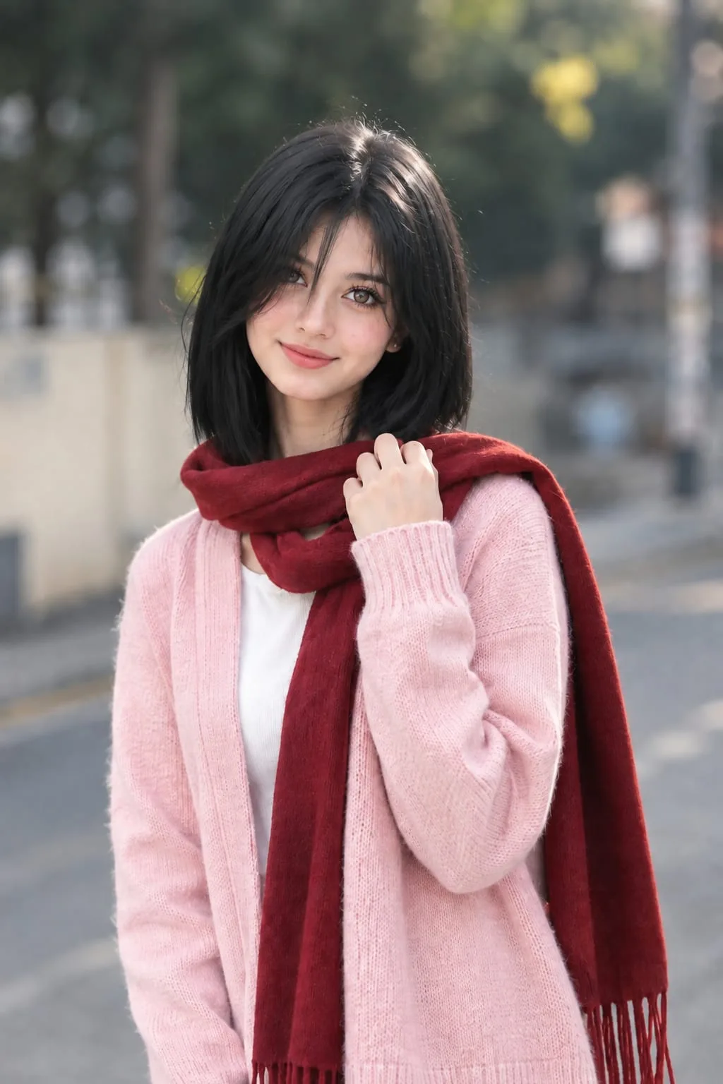 “Soft Pink & Burgundy Winter Look Mikasa” ✨