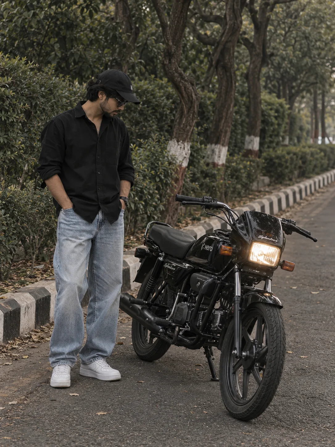 Moody Vintage Motorcycle Street Portrait