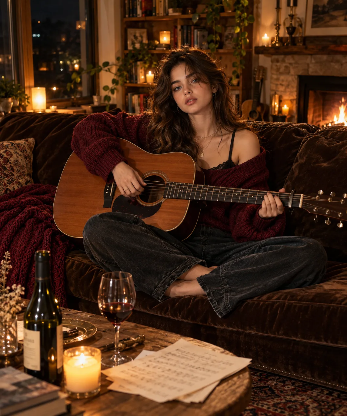 A photorealistic cinematic portrait of a young adult woman with wavy