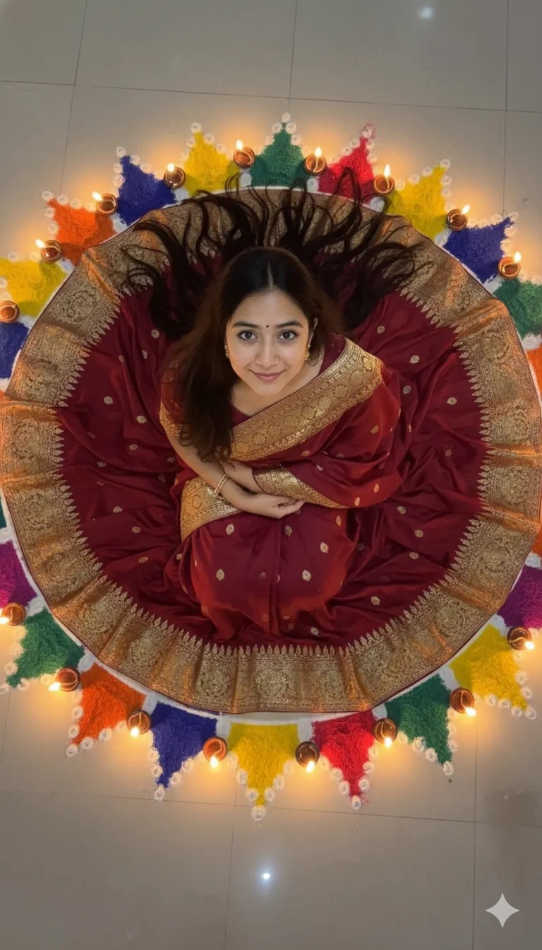 Rangoli over head portraits