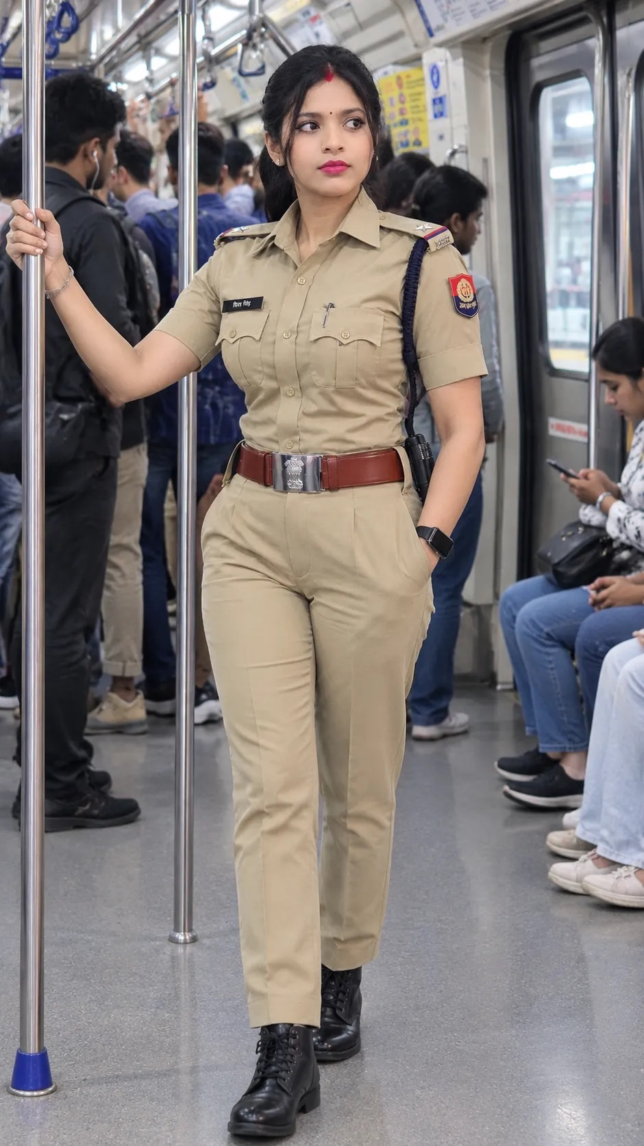Lady police in metro