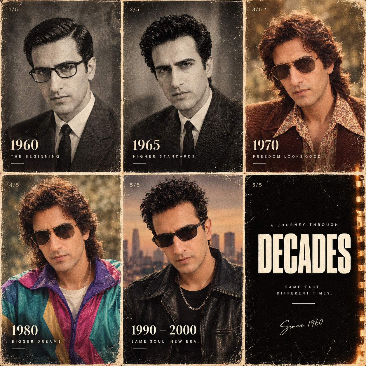 Journey through Dacades Same Face Different Times