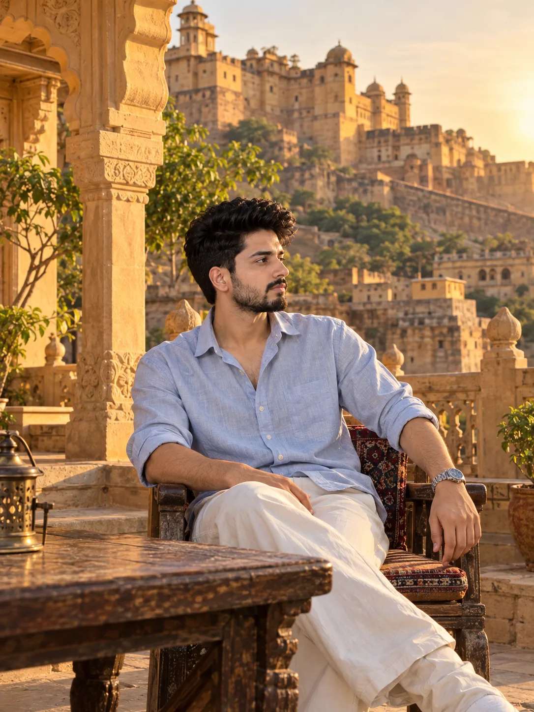 Rajasthan Fort Sitting Aesthetic DSLR Portrait