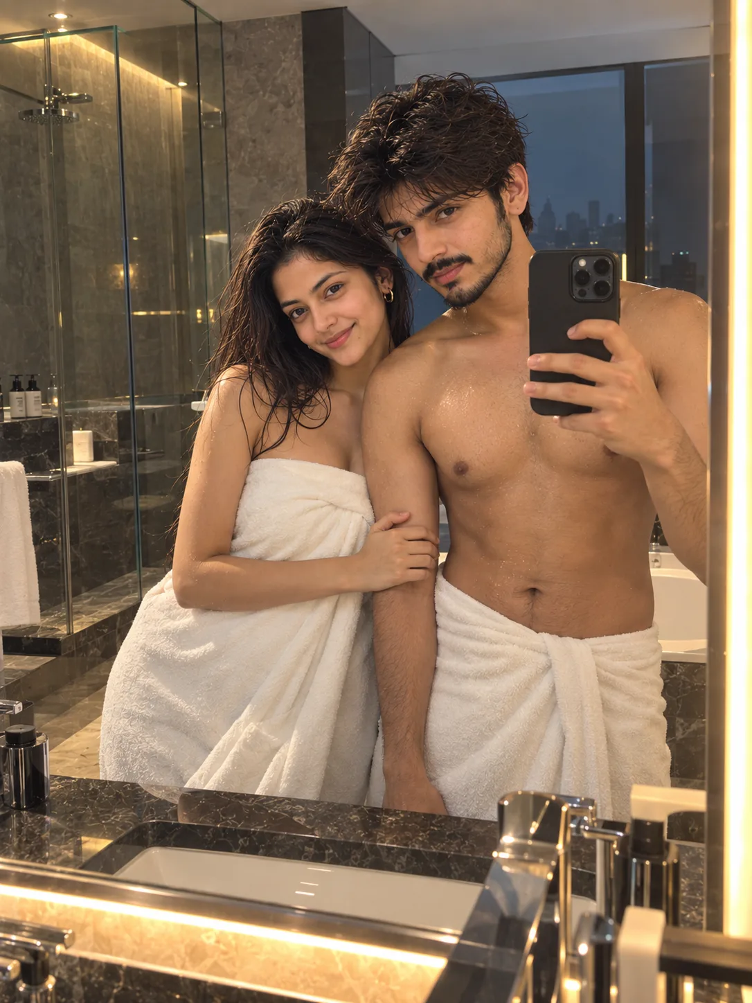 Bathroom Towel Couple — Steamy Editorial