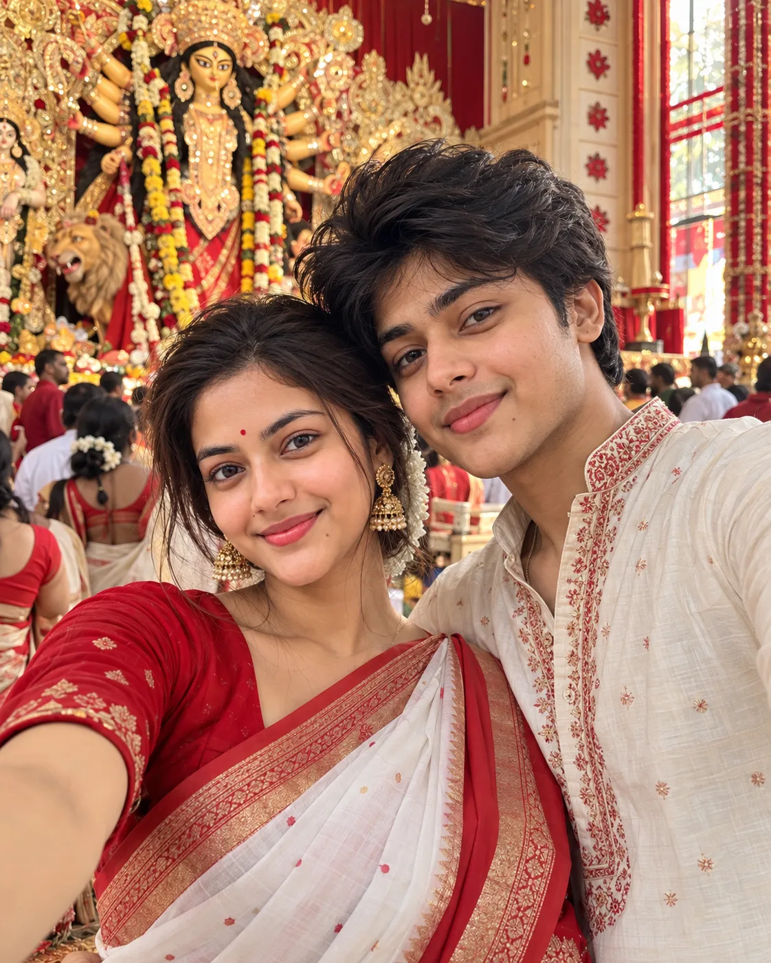 Kolkata Durga Puja Couple Prompt