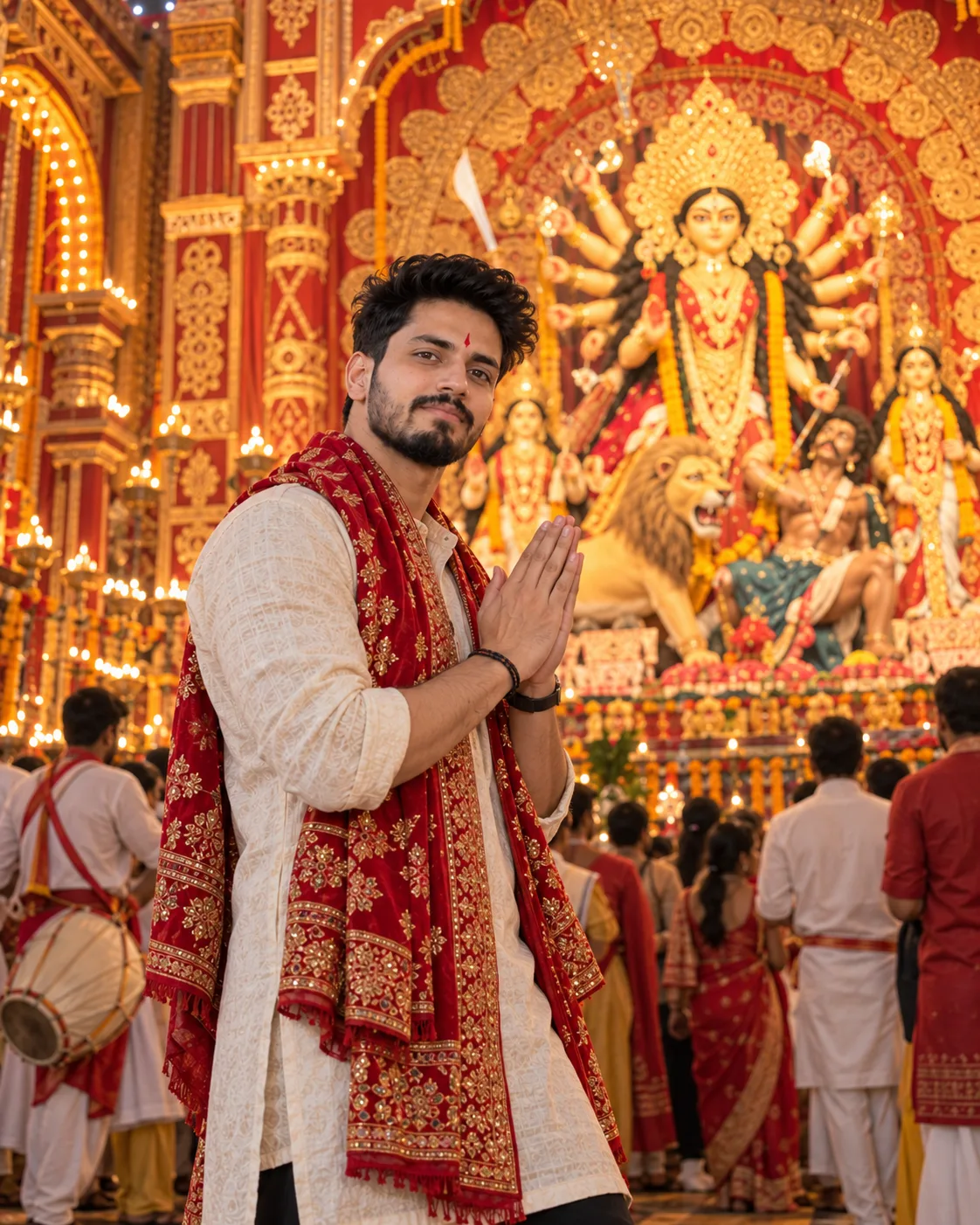 Kolkata Durga Puja Pandal Inspired Portrait
