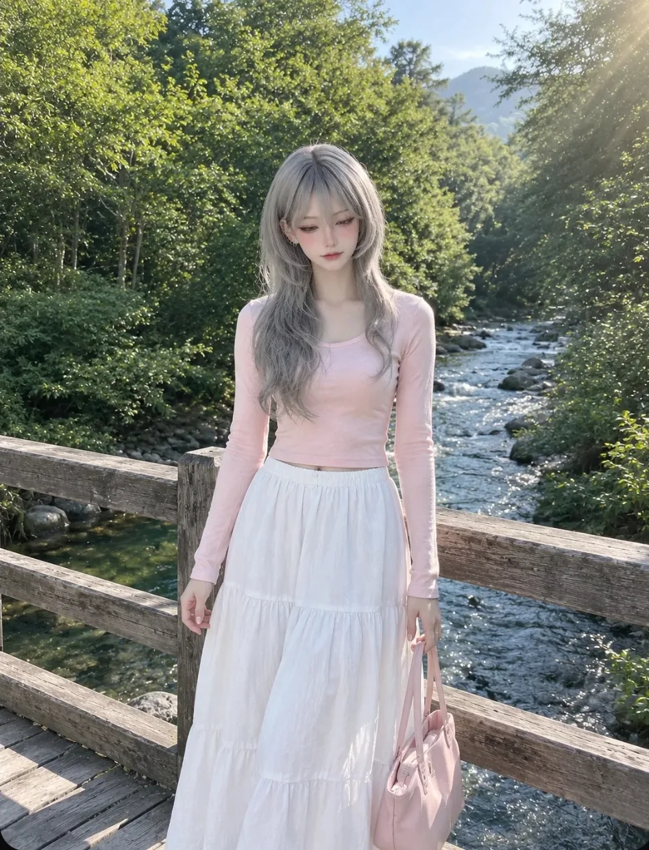 High-resolution full-body outdoor portrait using the uploaded face image as the