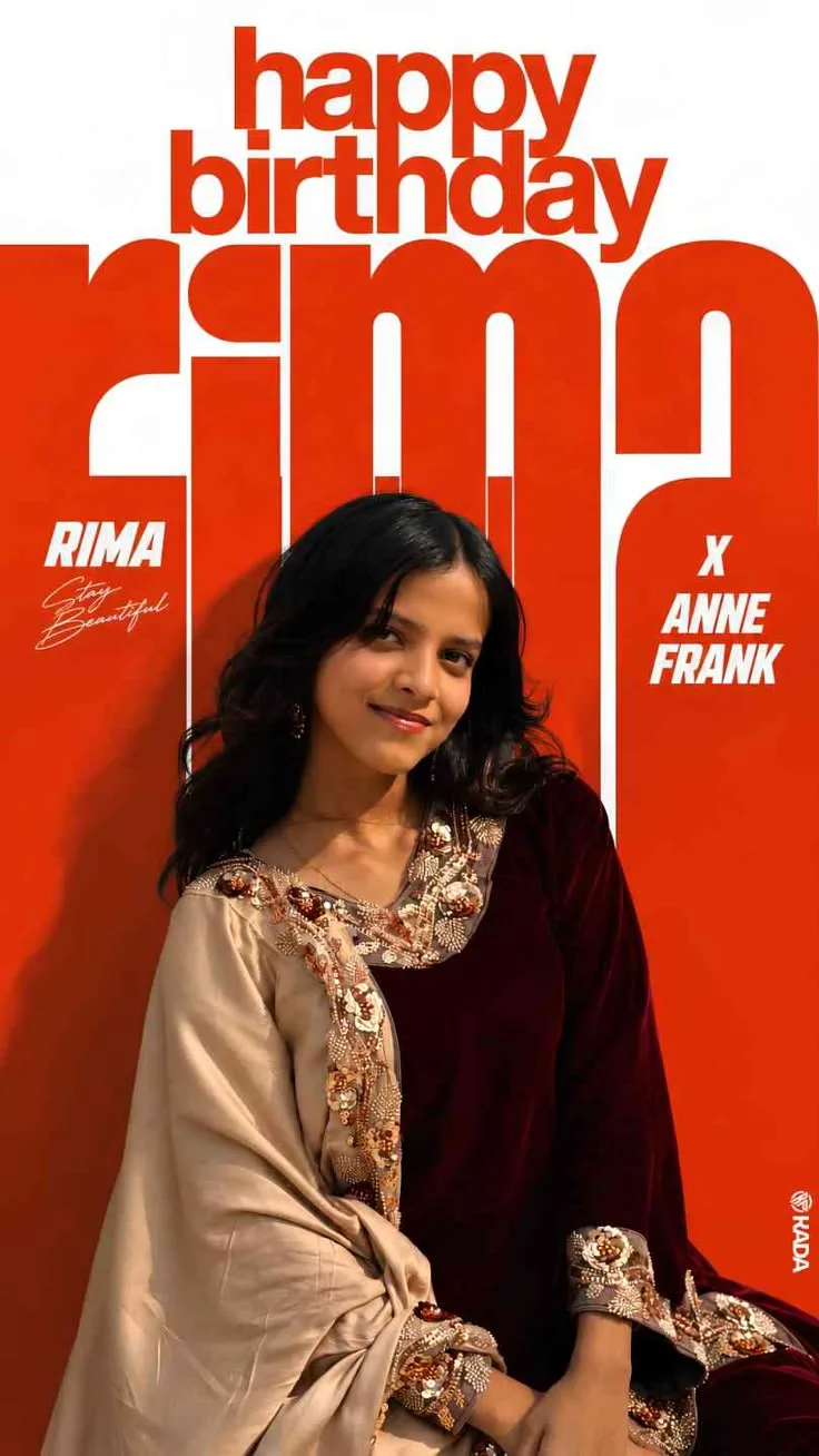 Festive Birthday Poster Portrait of Indian Woman in Velvet Ethnic Suit
