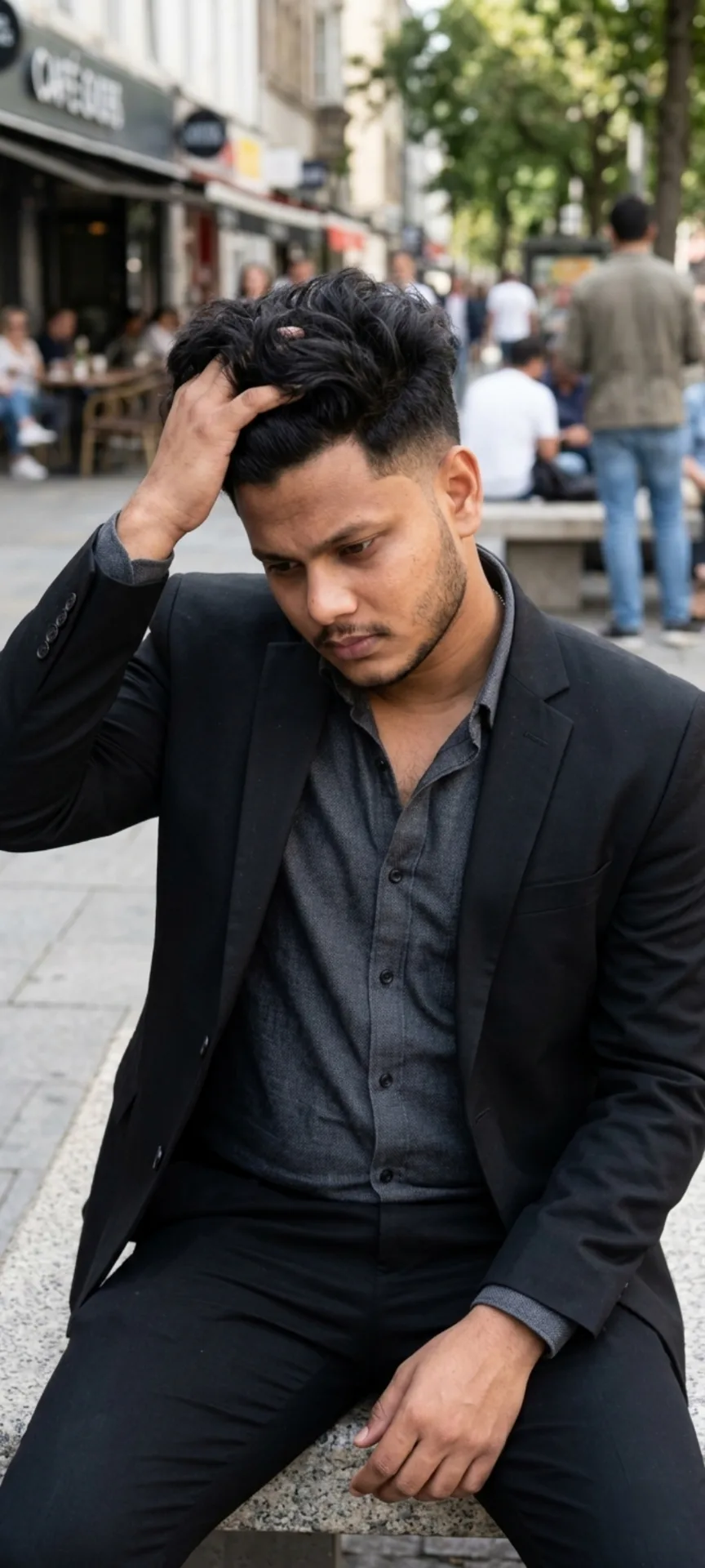 A hyper-realistic cinematic portrait of a 26-year-old South Asian man with