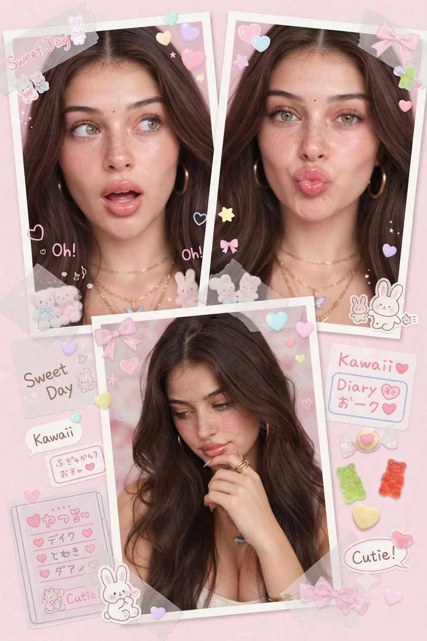 A dreamy multi frame pastel pink aesthetic collage
