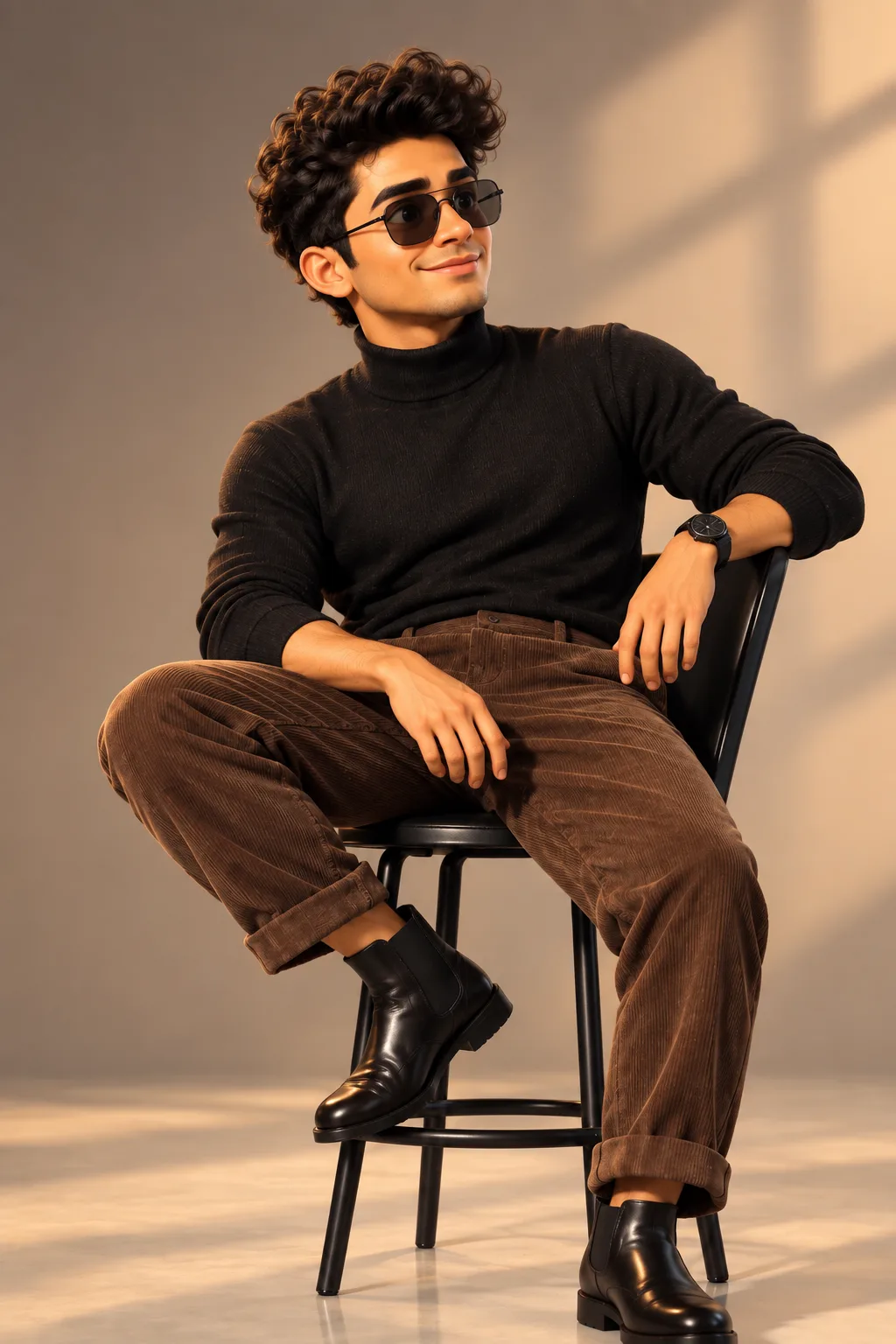 Create a high-quality 3D avatar of the person in the uploaded image with a cheerful man