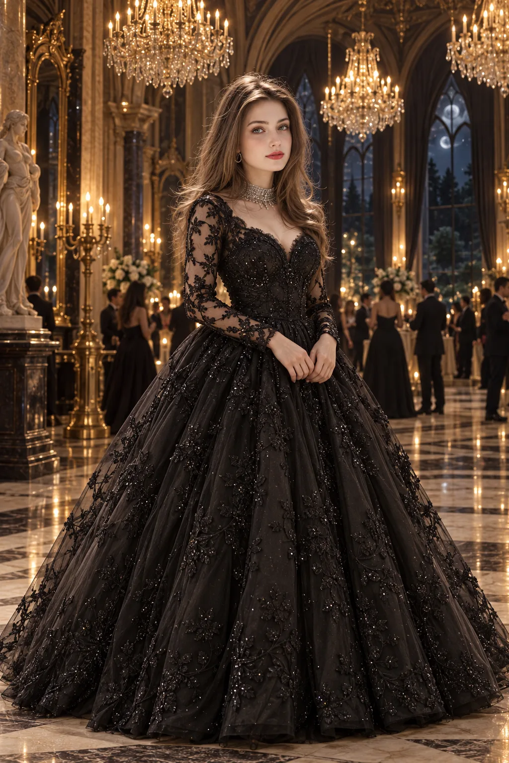 Midnight Elegance: A Gothic Ballroom Dream