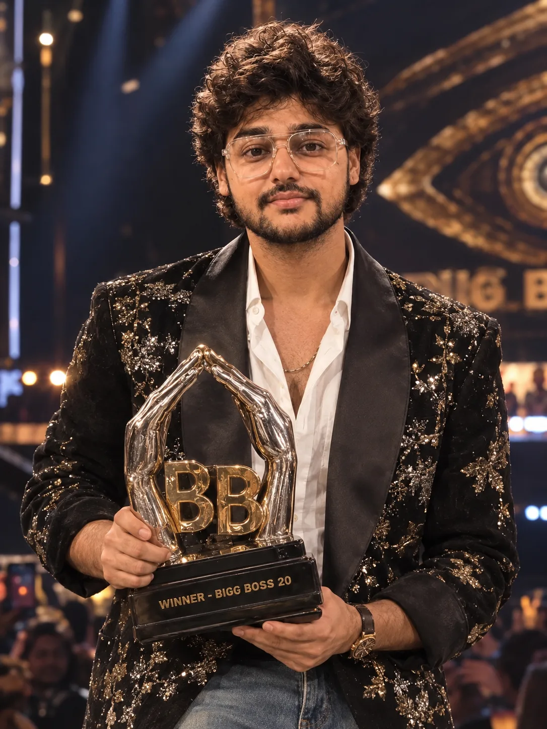 Bigg Boss Season 20 winner with trophy 🏆