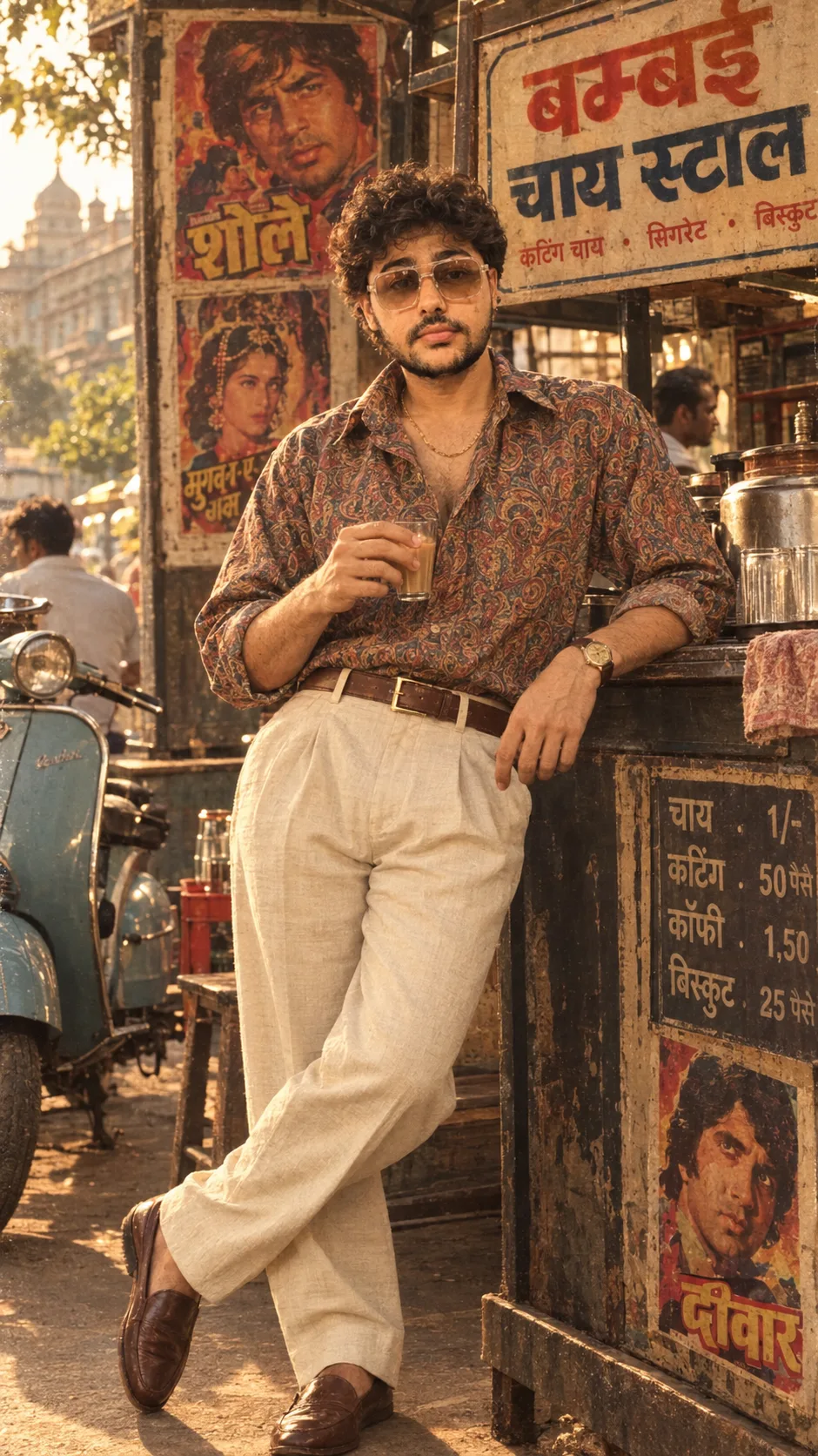 1980s A Young Man on Mumbai tea stall scene