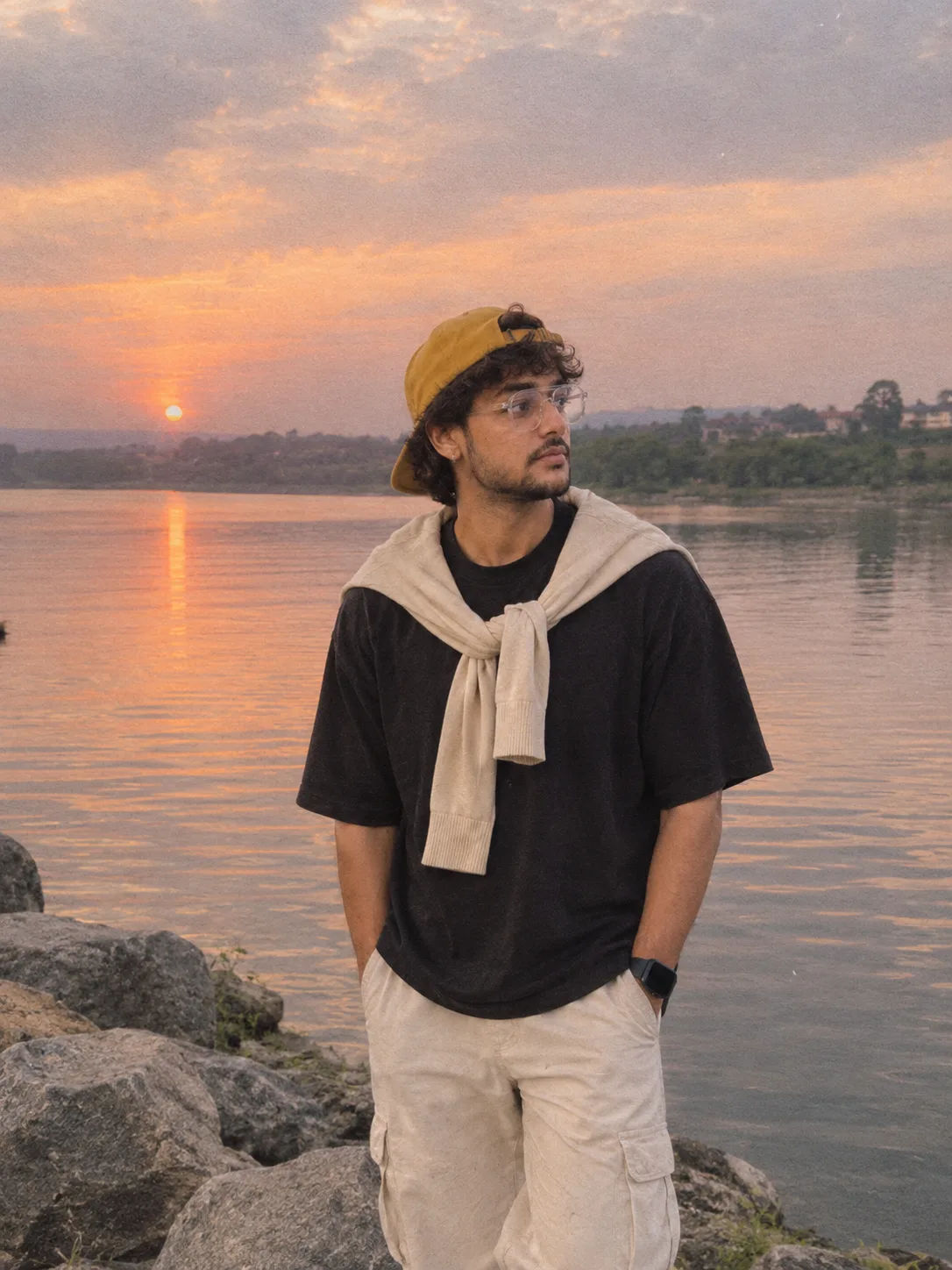 Golden Hour by the Calm Lake.