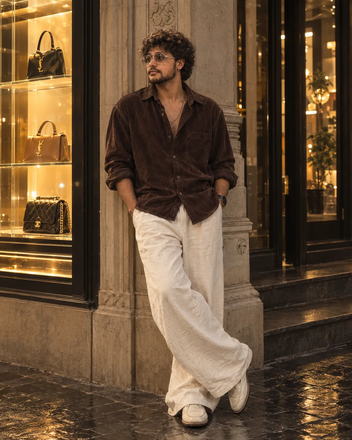 Warm Boutique Night Portrait.