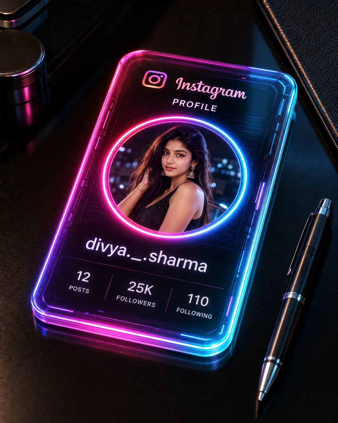 Neon light instagram profile