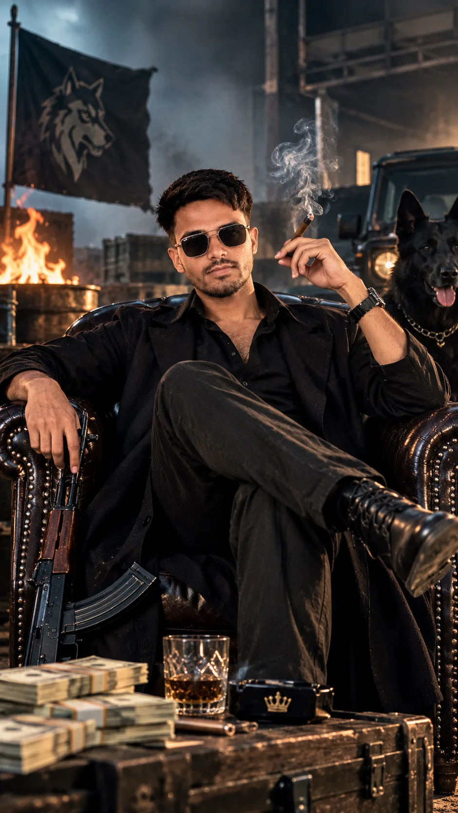 👑 Dark Kingpin Look 🔥 | Wolf Gangster Attitude 🖤
