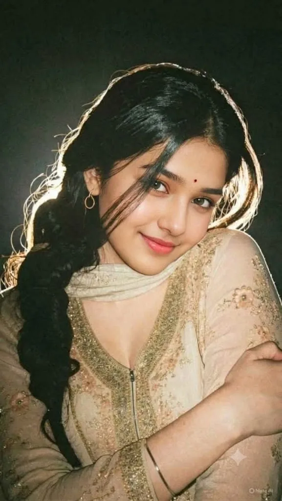 Shimmering Grace in Traditional Attire