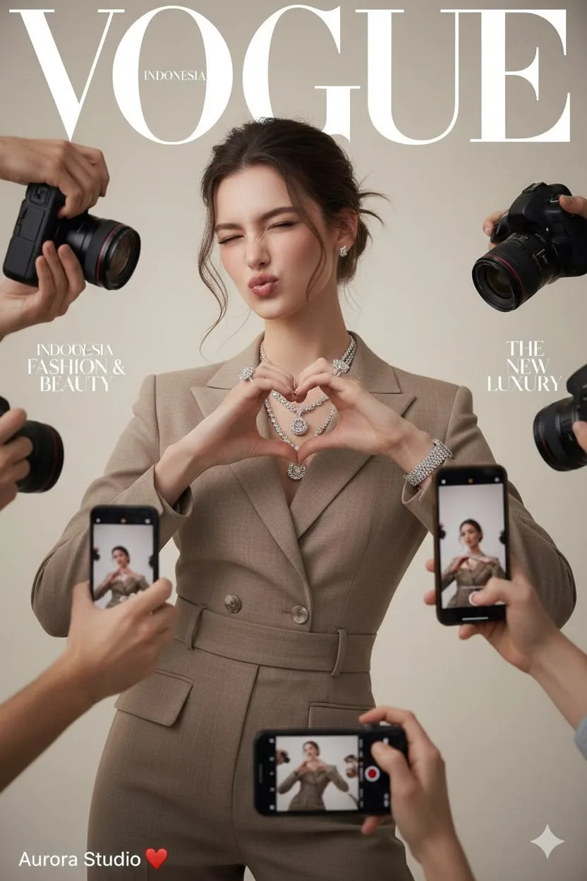 Vogue-Inspired Luxury Fashion Cover – Celebrity Editorial Portrait