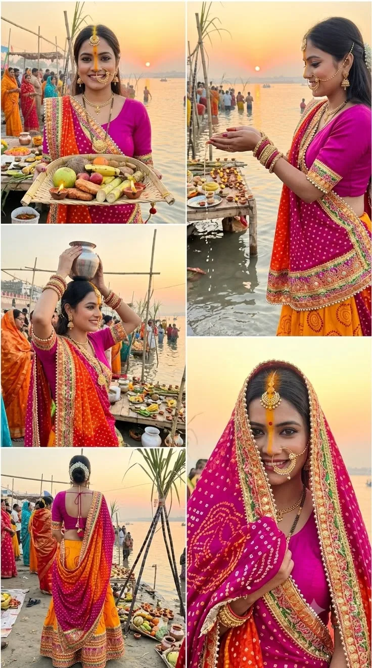 Chhath Puja Special 🌅🙏 | Traditional Indian Woman Celebrating Chhath Mahaparv
